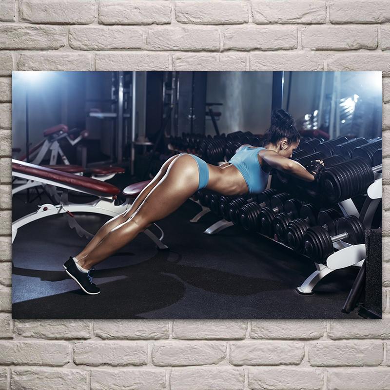 Modern Gym Fitness Canvas Painting Bodybuilding Character Wall Art Poster Sexy Men Women Muscle Wall Picture Mural Cuadros
