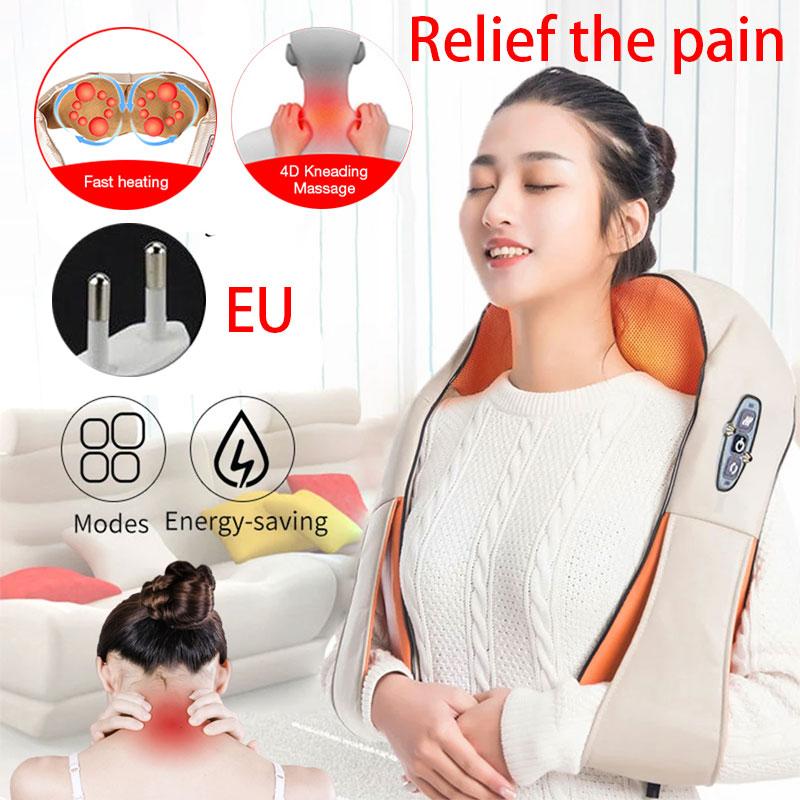 U Shape Kneading Shiatsu Infrared Heated Kneading Car/Home Massagem Cervical Back Neck Massager Shawl Device Shoulder Massager