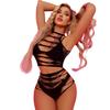 2-Pieces Womens Sexy Fishnet Striped Bra and Thong Set,Fishnet See Through Lingerie Set Plus Size,Mesh Sexy Underwear Lingerie Sexy Costumes
