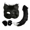Halloween Fox Face Cushion Cosplay Party Tail Accessory Fur Fox Gloves Animal