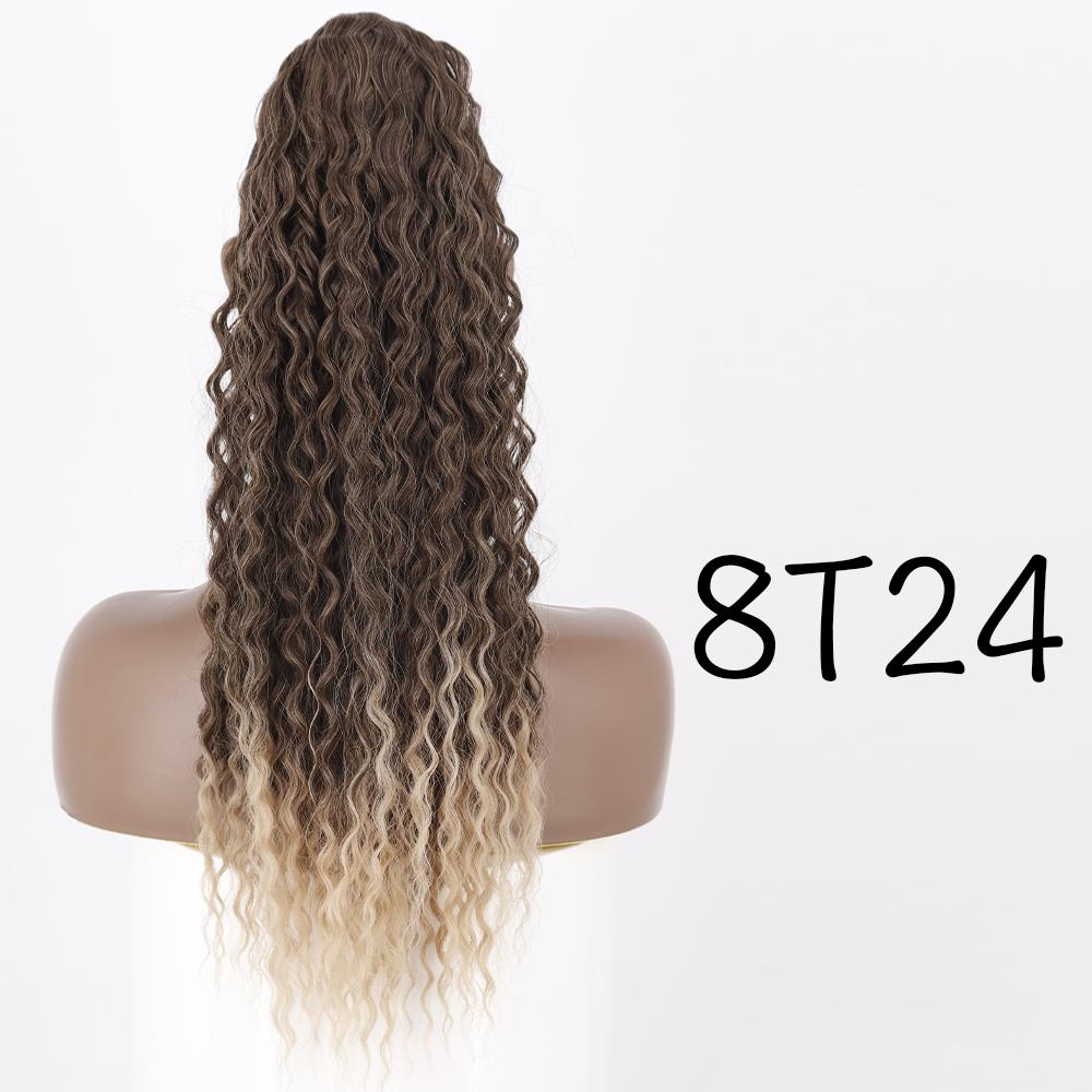 MERISIHAIR Synthetic Drawstring Ponytail Long Curly Ponytail Clip In Hair Extension Women Natural Black Hairpiece