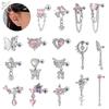 ZS 1 Piece 20G Cute Heart Stud Earring For Children Women Pink CZ Crystal Earrings Ear Cartilage Helix Conch Piercing Jewelry