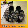 Internet Celebrity Fashion Small Fresh Indoor Cotton Slippers Women 2025 Flat Bottom Home Floral Bow Cotton Slippers Women Outside Wear
