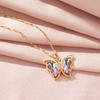 Butterfly Necklace Women'S Light Luxury Simple Personality Trend Inlaid Colorful Pendant Collarbone Chain