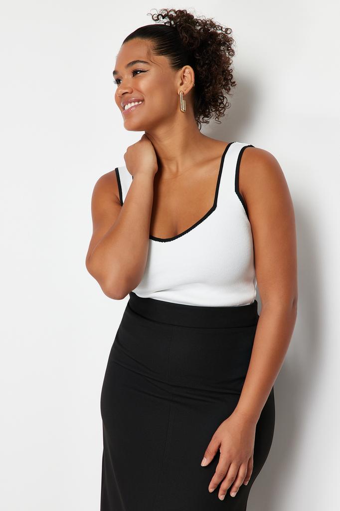 Women's Style Plus Size Navy Blue Bodycon Knitwear Blouse