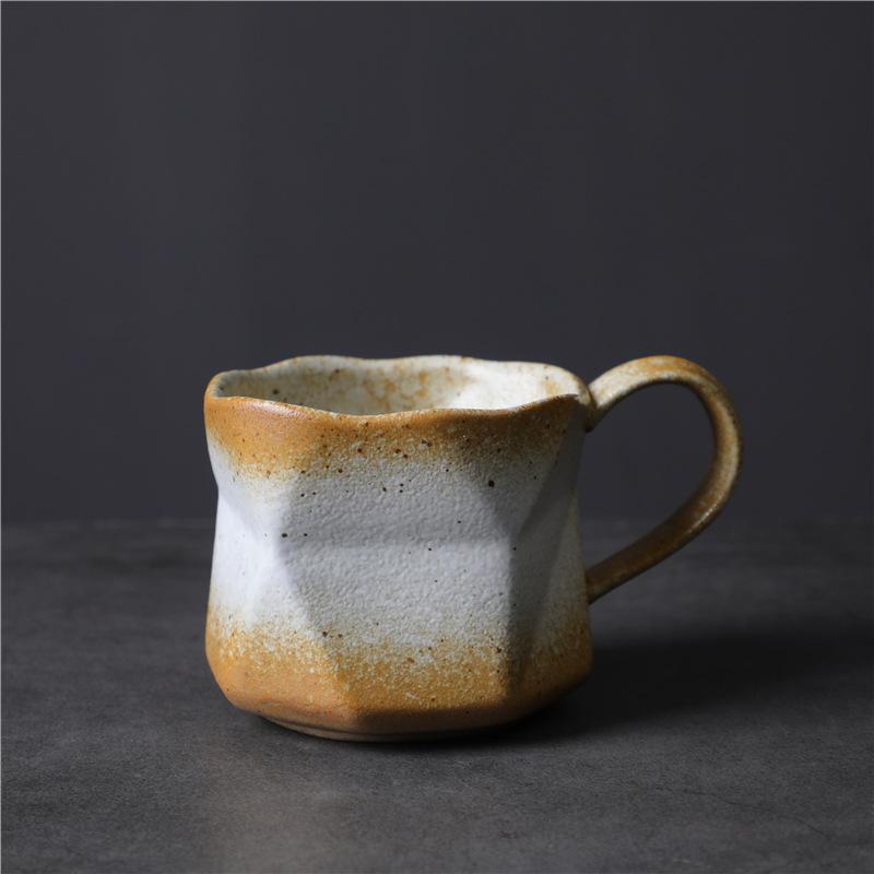 Creative Coffee Cup Coarse Pottery Water Cup Retro Supply Niche Ceramic Cup Japanese Ceramic Special-Shaped Cup