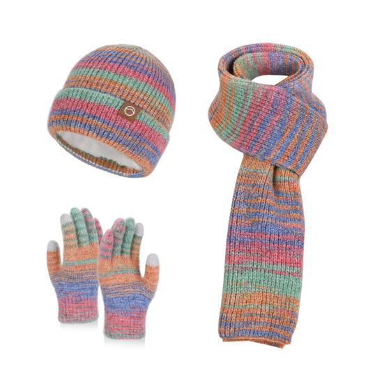 3 шт./компл. Женская зимняя шапка, шарф, перчатки, комплект, утолщенная бархатная подкладка, вязаная шапка