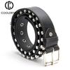 Women and Man Punk Black Belt Hollow Bullet Jeans Belt Designer Men Fashion Lady Leather Studded Gift Man's Goth Rock Wild HQ229
