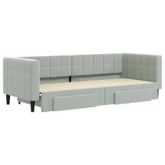 VidaXL Daybed with Trundle and Drawers Light Grey 80x200cm Velvet 3196732