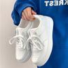 Platform White Shoes Spring and Summer New Student Lace-up Sports Shoes Round Head Pure White Board Shoes