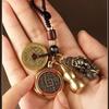 Pixiu Cinnabar Brass Keychain with Zodiac and Five Emperors Coins Pendant