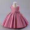 Европейское и американское атласное платье для девочки на день рождения и платье цветочницы с большим бантом
