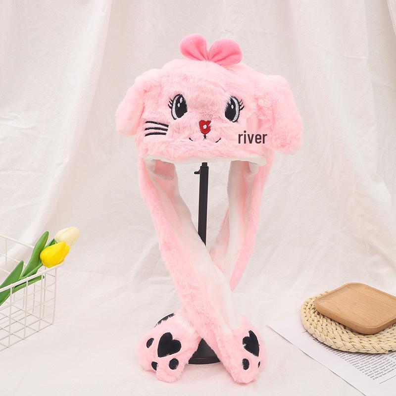 Moving Rabbit Ear Hat: Adorable Airbag Ears Wiggle When Pinched, Just Like the Viral Sensation On TikTok.
