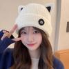 Korean Cartoon Girl Cat's Ears (Steamed Cat-ear Shaped Bread) Women Knitting Hats Cute Casual Wool Hat Plush Ear Protection Warm Hat
