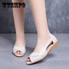 Summer Soft Leather Sandals Women's Tendon Bottom Wedge Sandals Soft Bottom Comfortable Beach Fish Mouth Shoes