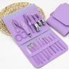 16pcs Steel Nail Clippers Set Steel Manicure Set Professional Pedicure Grooming Kit Purple