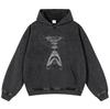 Streetwear Killer Shark Graphic Washed Black Oversized Unisex Y2K Hoodie