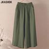 Women's Fashion Casual Solid Color Print High Waist Trousers Pants & Capris
