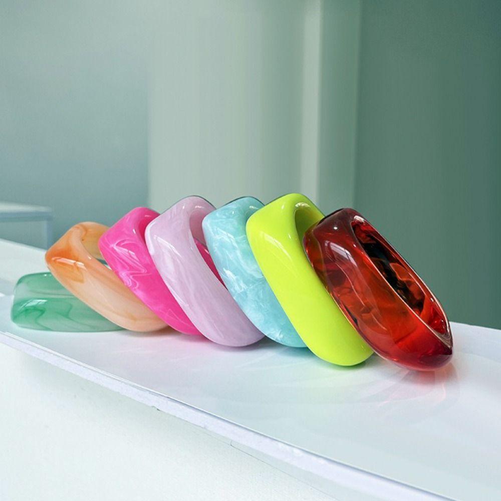 Acrylic Geometric Chunky Bangles Colorful Wristband New Charm Bracelet Women