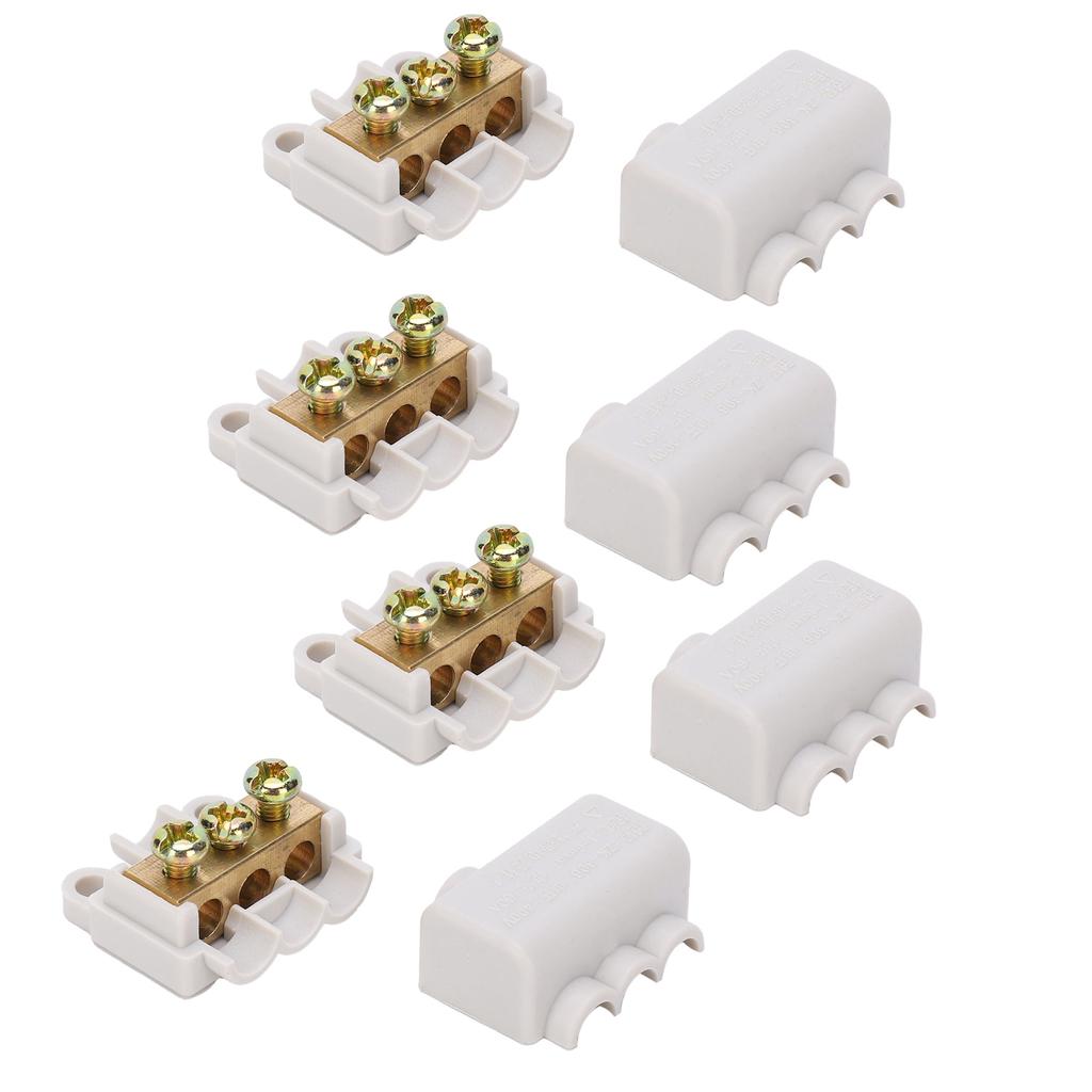 4Pcs HighPower Main Splitter TShape Wiring Terminal Block Industrial Connector 400V 60A(1in
