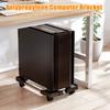 Computer Tower Stand with 4 Locking Caster Wheels Adjustable Heavy Duty Metal Computer CPU Holder Home Office Ventilated PC Tower Cart Floor Stand