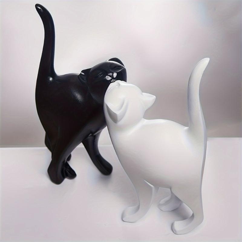 62KD Modern Cats Sculpture Abstract Design Resins Kitten Statue Living Room Accent