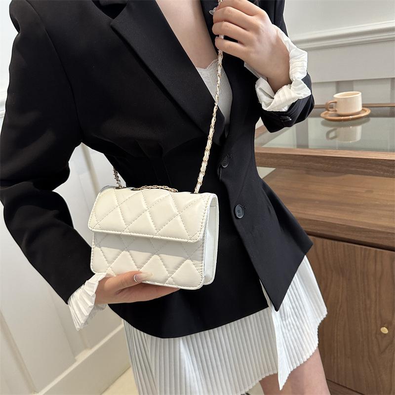 Women'S Bag Fashion Small Square Bag Texture Pu Embroidery Thread Shoulder Bag Niche Versatile Messenger Bag