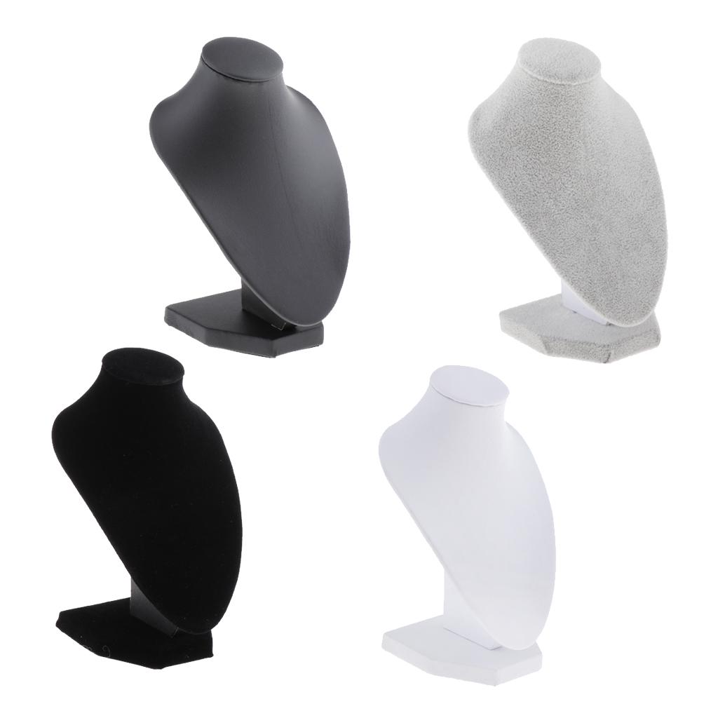 Velvet Necklace Bust Display Stands Pendant Chain Jewelry Rack Black