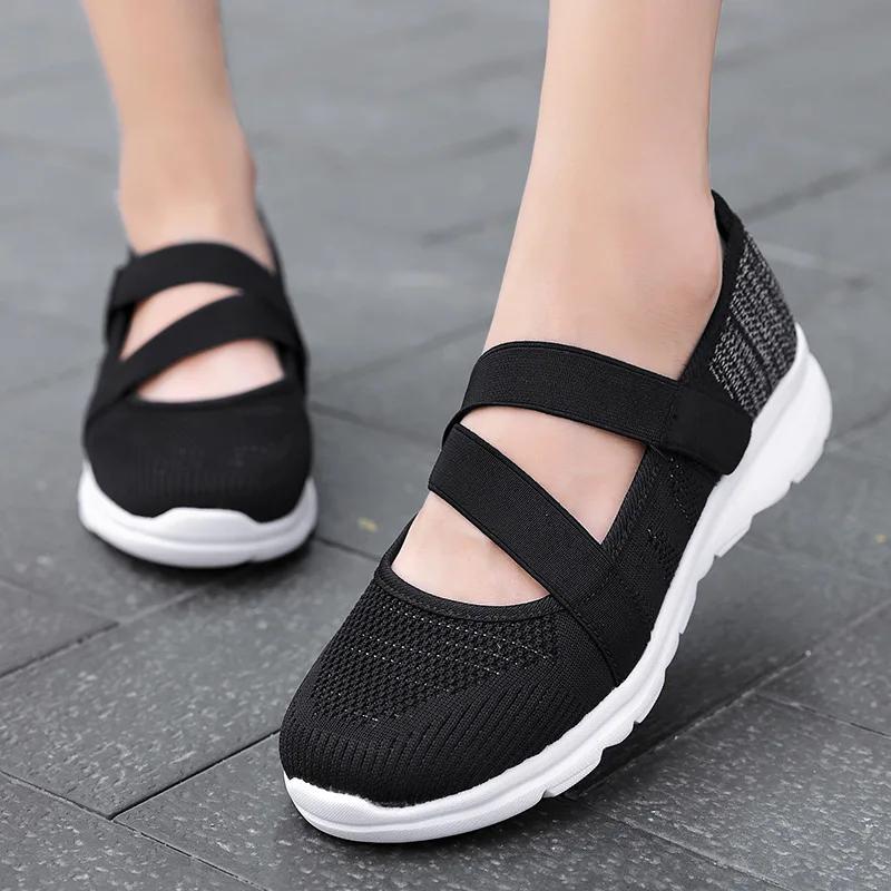 Fashion New Women Flats 2025 Summer Ladies Fashion Mesh Breathable Flat Shoes Women Soft Sneakers Women Casual Shoes