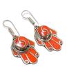 Natural Red Coral Gemstone Handmade Jewelry Earring 2.09" k0M84
