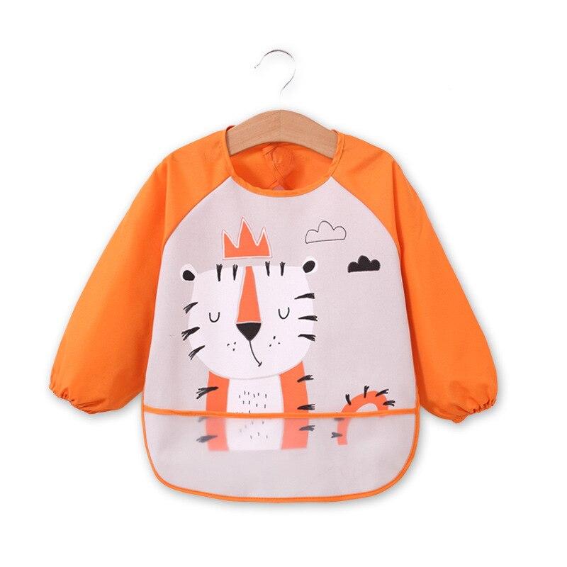 Baby Cute Cotton Bibs Waterproof  Cartoon Baby Long Sleeve Burp Choth Infant Eating Children Drawing Apron Baby Self Feeding Bib