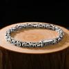 New Dragon Pattern Six-character Mantra Silver Bracelets Men Trend Retro Hipster Hip-hop Personality Bracelet JewelryO