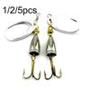 1/2/5pc Hot Metal Sequins Fishing Lure Crank Bait Spoon Spinner Treble Hook