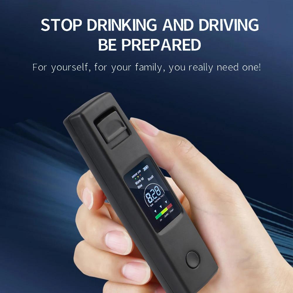 Alcohol Tester Breathalyzer Auto Accessories Alcotester Breath Tester Alcohol Detector Digital LCD Display Portable Non-Contact Type-C Charging