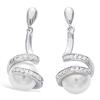[L0746] - Silver 'Sissi' Ivory Silver Earrings (rhodium-plated) - 27x10 Mm