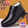 [Leather Wool] Cotton Shoes Men's Velvet Warm Middle Winter Thickened Non-slip Dad Cotton Leather Shoes