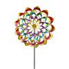 Colorful Flower Wind Spinner with Stake Weather-proof Outdoor Garden Yard Lawn Metal Rotary Windmill Ground Spike Decoration