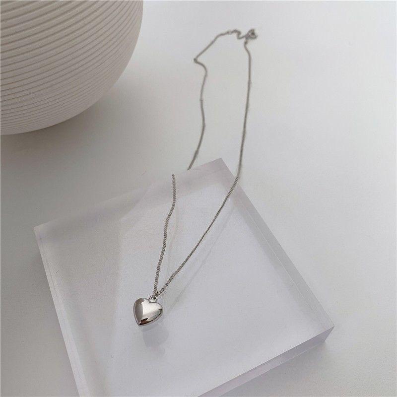 Simple Heart Chain Choker Necklace Women Silver Color Necklace Jewelry Gift