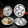 Stainless Steel Round Serving Tray Divided Food Dinner Plates Canteen Lunch Dishes Container Home Dinnerware