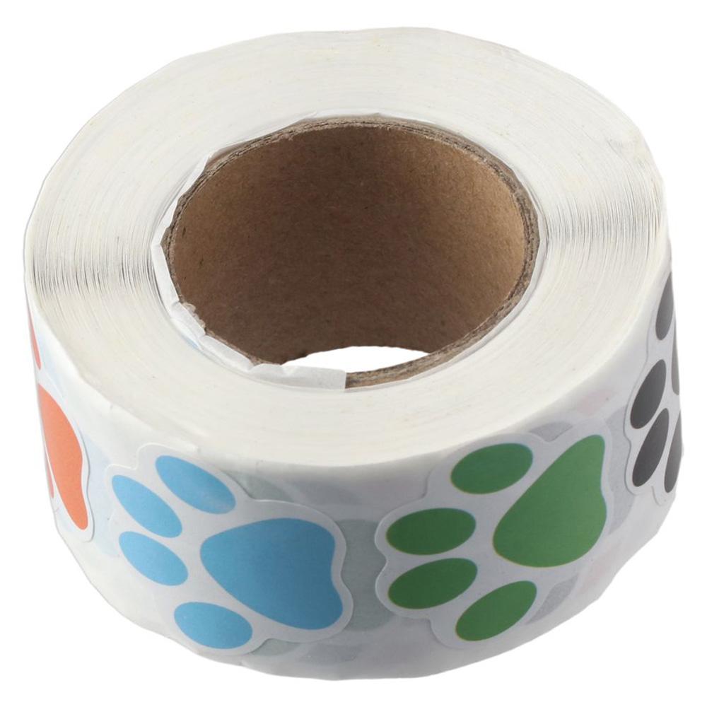 500 Pcs Dog Paw Dog Paw Sticker Colorful/Black Pet Dog Paw Sticker Hand Account Stickers  Children