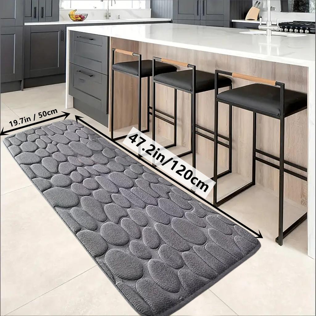 1pc Chic Cobblestone Design Kitchen Mat Soft Washable Anti-Skid Absorbent Home Decor Decor Rug