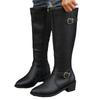 New Winter Women Boots Wide Width Chunky Heel Square Bucket Side Zipper Tall Boots