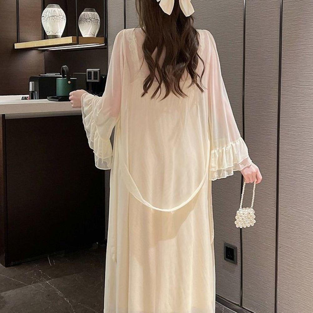 Women's Mesh Pajamas Sexy Fairy Suspender Skirt Nightgown Two-piece Set