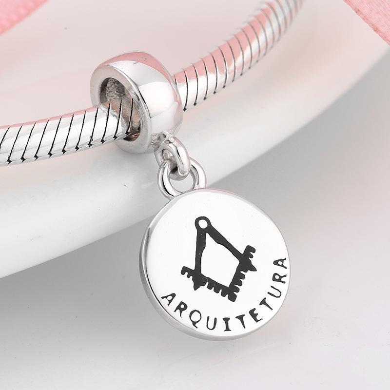 S925 Sterling Silver Beads Creative Hollow Professional Portuguese Series Pendant DIY Bracelet Accessories Silver Loose Beads