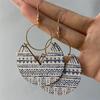 1 Pair Large Round Geometric Copper Earrings Women's Color Pattern New Design Fashion Pendant Earrings LXY
