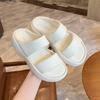 Cloud Bubble Bread Casual Slippers Round Head Wide Edge Double Word with Thick Bottom Soft Elastic Soft Cool Slippers Female Summer