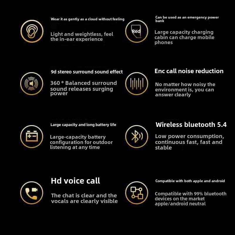 New Touch Screen Low Power High Resolution Screen Creative Bluetooth Headphones