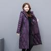 Middle Aged Women Winter Long Jacket Hooded Casual Thicken Warm Cotton Padded Coat Female Parkas Winter Overcoat
