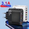 3.1A 5Ports USB Fast Charger PD Type C Charging Adapter For Xiaomi iPhone Samsung Mobile Phone Plug Charging QC 3.0 Wall Charger