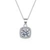 Fashion 1/2CT Real Moissanite Necklace Sterling Silver VVS Lab Diamond Halo Pendant Necklace for Women Birthday Gift Jewelry